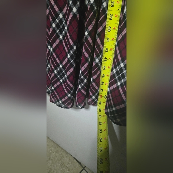 Michael Kors Wine Checkered Long Sleeve Dress B3 - Picture 9 of 9